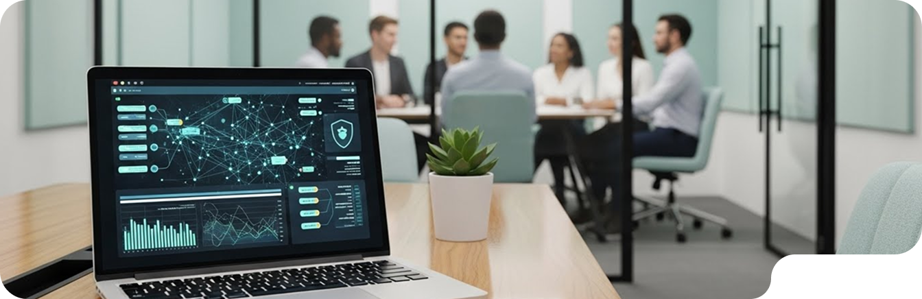 Team collaborating on advanced technology